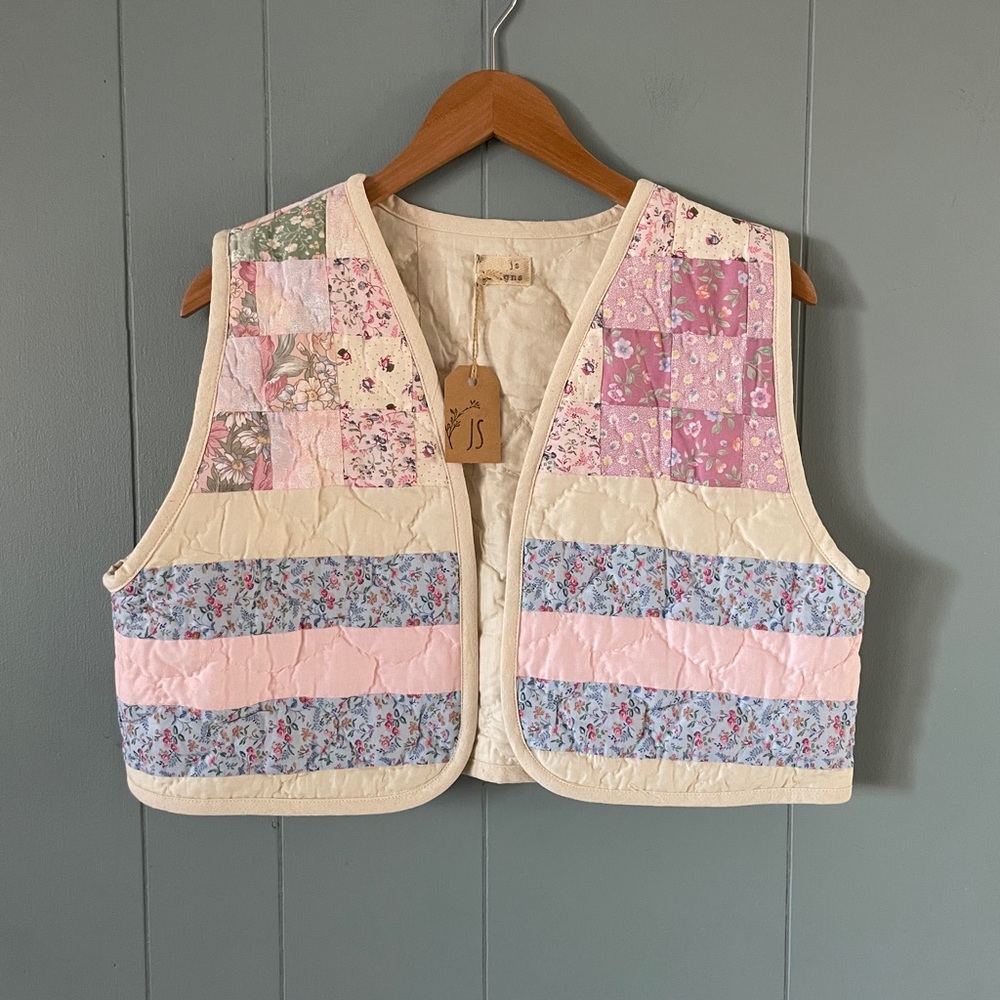 Floral Patchwork Quilted Vest with matching toddler vest